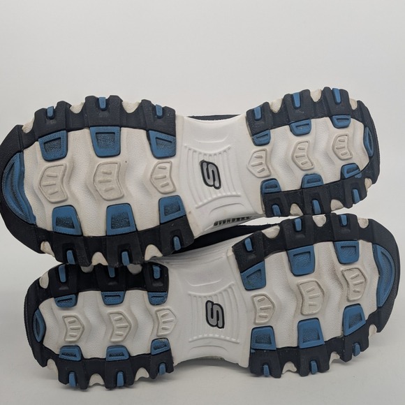 Skechers Sport Shoes Women Size 8 Black Blue Silver D'Lites Chunky Sneakers - Picture 11 of 14